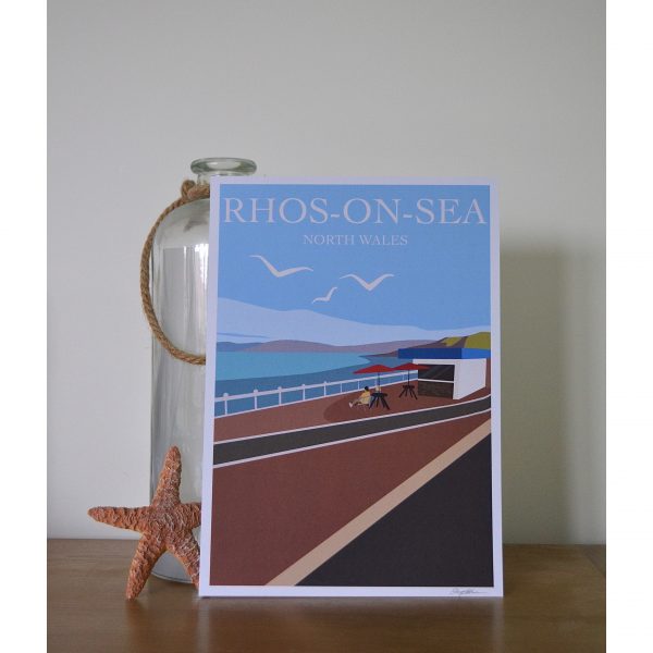 A decorative art print of Rhos-On-Sea, North Wales