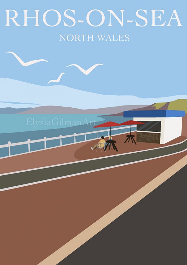 Artwork depicting Rhos-On-Sea promenade