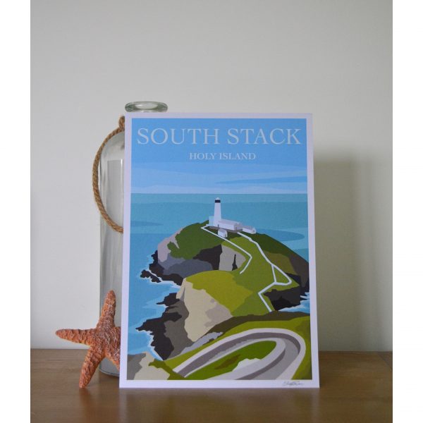 This is an art print of south stack lighthouse, holy island