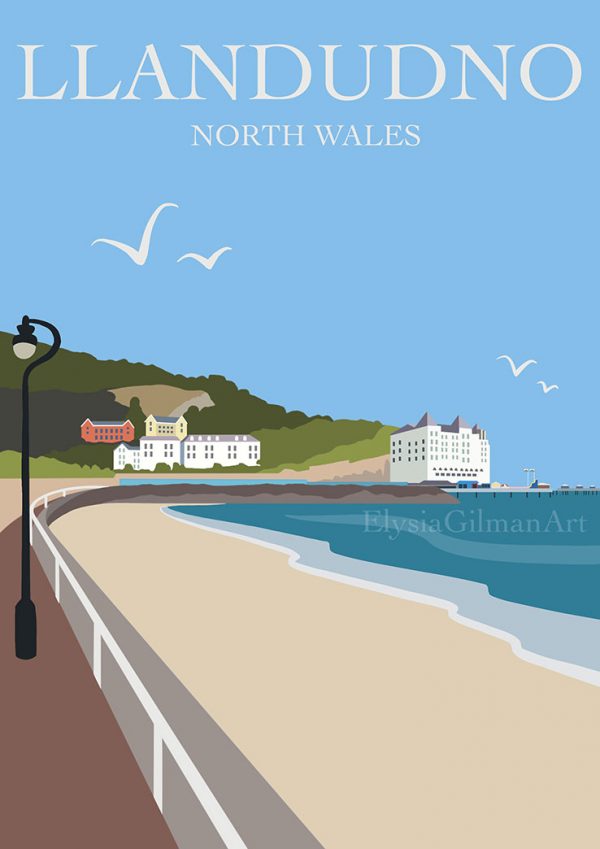 Artwork of Llandudno pier in North Wales